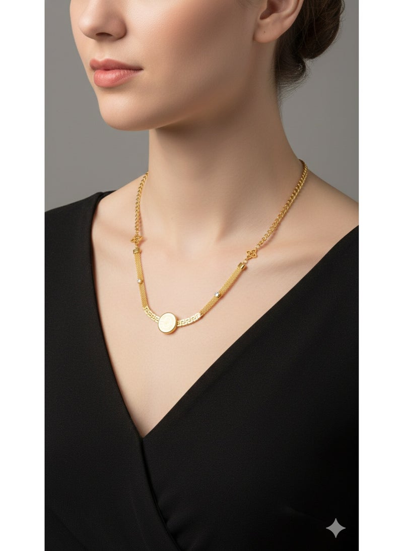 WARD Elegant Legacy Gold-Plated Coin Pendant Necklace - Sophisticated Statement Jewelry for Women. - Image 4
